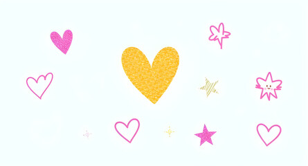 colorful line heart illustration set, hand drawn love hearts outline vector, doodle style romance hearts, rainbow heart contour design, playful affection illustration, artistic heart line drawing pack