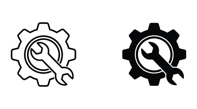 Gear with Wrench Inside Symbol
