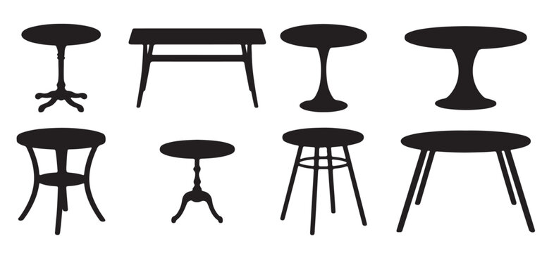 nine black silhouette table designs round coffee tables side