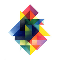 Creative 3D origami pattern featuring abstract colorful geometric shapes and green rainbow triangles for a professional business backdrop wallpaper design illustration template