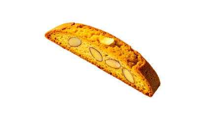Almond biscotti cookie slice isolated on white background
