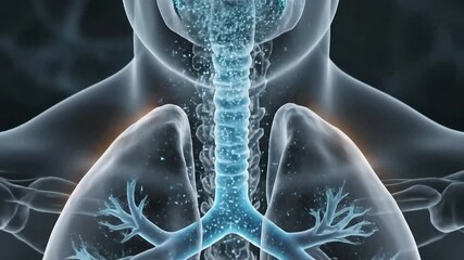 CGI Medical Animation Demonstrating Food Particles Entering Human Airway Causing Obstruction and Choking Danger
