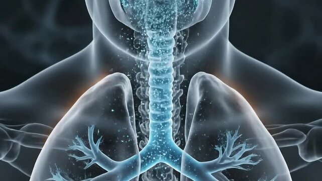 CGI Medical Animation Demonstrating Food Particles Entering Human Airway Causing Obstruction and Choking Danger