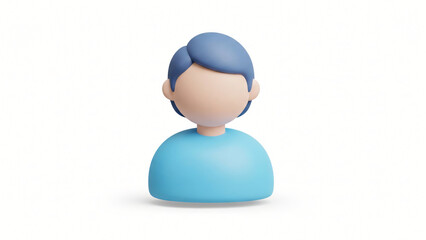 a small blue figure with a white background