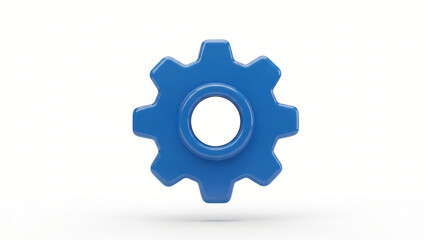 a blue gear wheel on a white background