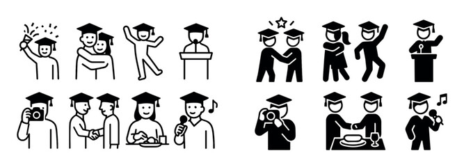 Fototapeta premium Graduation Party Icons