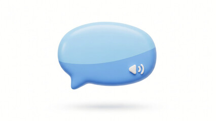 a blue speech bubble with a white background