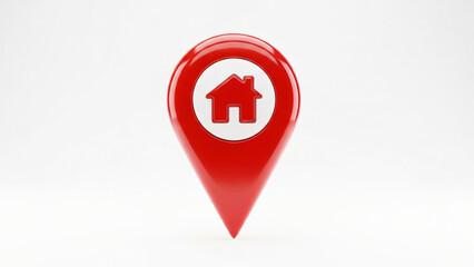 a red pin with a house on it