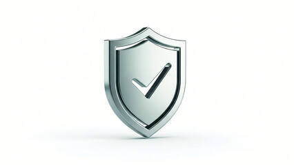 a silver shield with a check mark on it
