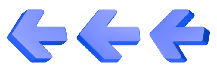left arrow 3d rendering icon blue color