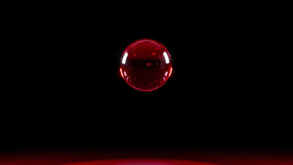 a red glass ball on a black background