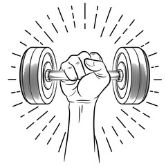 Doodle Hand Holding Dumbbell Fixed Weight