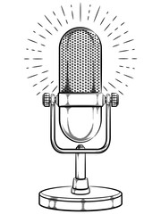 Doodle Microphone Classic Radio Vintage Podcast