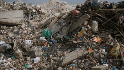 Chaotic Texture of Demolished Concrete and Trash