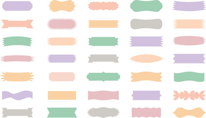 Set of colorful pastel washi tape style banners and labels for design