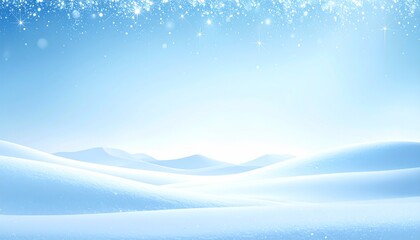 Bright winter background featuring soft sparkling snow under a clear blue sky, creating a clean and serene seasonal scene perfect for holiday cards, winter designs, banners, wallpapers and elegant cop
