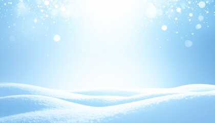 Bright winter background featuring soft sparkling snow under a clear blue sky, creating a clean and serene seasonal scene perfect for holiday cards, winter designs, banners, wallpapers and elegant cop
