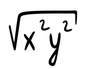 Square Root of  X Y, Hand Drawn Mathematical Second Root Symbol Doodle. Isolated. Vector Illustratio
