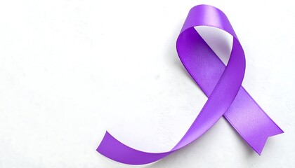 A purple ribbon symbolizing awareness and support for cancer causes, promoting hope and solidarity for a better future