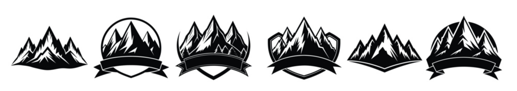 mountain simple illustration silhouette set