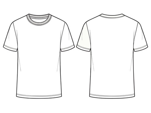 Blank white t-shirt front and back view.