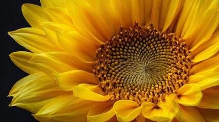 Close-up of vibrant sunflower with detailed yellow petals and brown center
