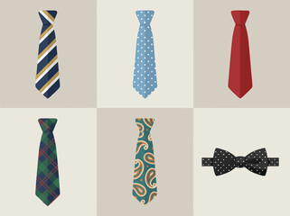 Collection of Six Neckties and One Bowtie.