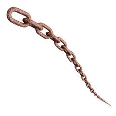 Diagonal hanging rusty iron chain line