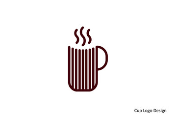 A Simple Line Art Design of a Hot Beverage Cup with Steam Rising, Ideal for Cafes and Beverage Brands