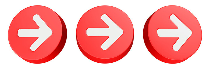 right arrow 3d rendering icon red color