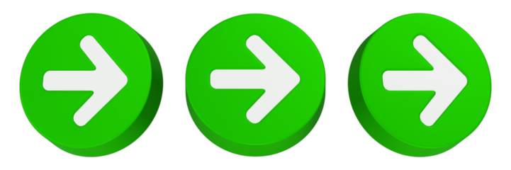 right arrow 3d rendering icon green button