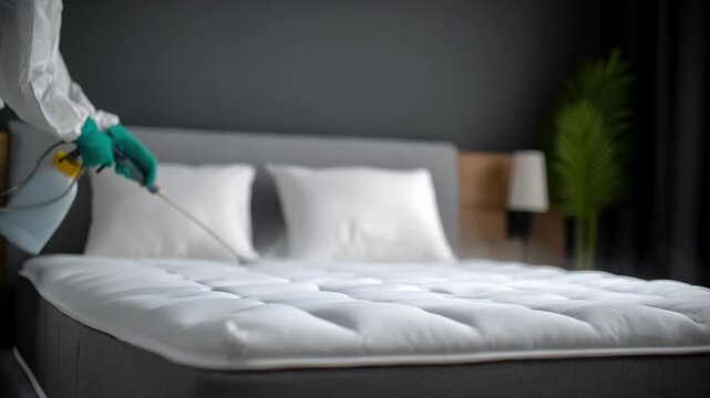 Deep cleaning service focusing on mattress disinfection and deodorizing to maintain a clean and safe bedroom atmosphere.