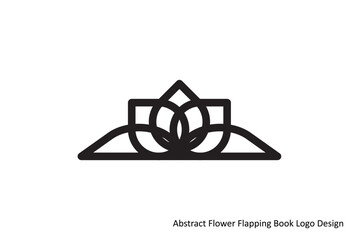 Elegant abstract floral emblem with book-like curves, a sophisticated and minimalist line art logo design representing creativity, knowledge, and growth