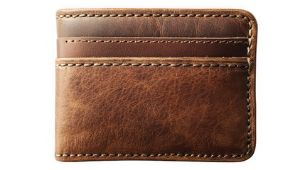 Closed brown leather men's wallet isolated on white background

