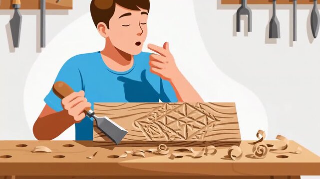 Woodcraft Artisan Carving Creative Designs with Chisels and Skill for Fine Arts