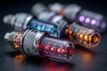 Colorful led valve cap lights showcasing modern cycling technology and safety accessories