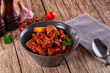 Stew Hungarian goulash with beef and vegetables