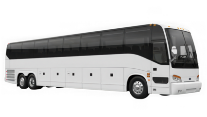 Modern white motorcoach tour bus isolated on transparent background