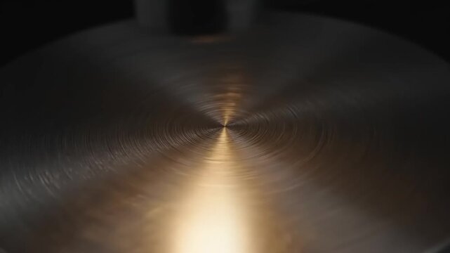 Abstract metallic surface with light reflection, detailed circular pattern