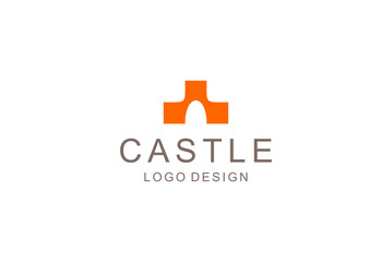 castle logo design Abstract orange template, perfect for modern branding, showcasing architectural elegance and a strong structural identity for diverse businesses