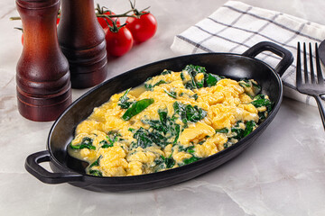 Omelette with spinach for breakfast