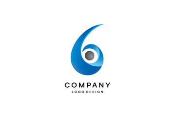 Comma  Dynamic blue abstract corporate logo design, featuring a flowing, swirling shape with a central element for modern businesses seeking a distinctive visual identity