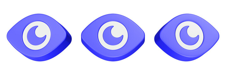 eye 3d rendering icon blue color 