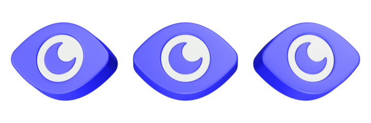 eye 3d rendering icon blue color 