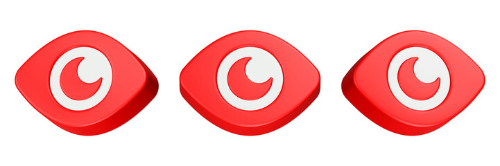 eye 3d rendering icon red color