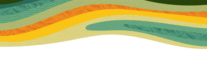 Green abstract agriculture field vector background. Agro banner template, farm presentation header. Horizontal layout with nature theme. Eco wavy shape, agri design. Field view with texture backdrop