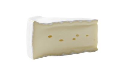Isolated Brie cheese wedge, soft cow's milk cheese with edible white mold rind; classic French cheese