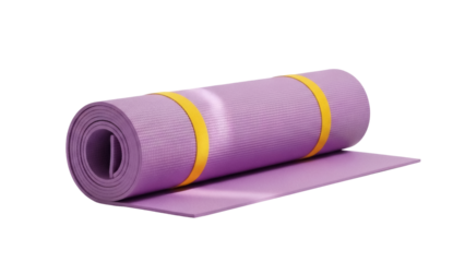 Isolated rolled up exercise mat, yoga and pilates equipment for fitness and recreation product shot