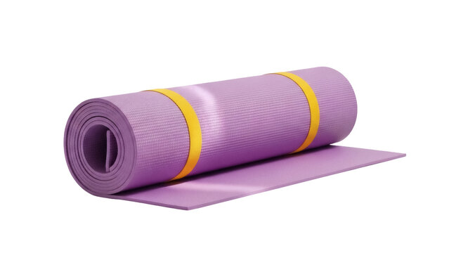 Isolated rolled up exercise mat, yoga and pilates equipment for fitness and recreation product shot