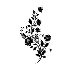 Fototapeta premium Elegant black floral silhouette design showcasing intricate botanical patterns and stylized nature
